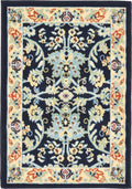 Rugs.com Yasmin Collection Rug – 2' x 3' Navy Blue Medium Rug Perfect for Entryways, Kitchens, Breakfast Nooks, Accent Pieces