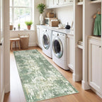 Washable Area Rugs 2'x6' Non-Slip Modern Abstract Soft for Living Room Entryway Bedroom Nursery, Print Pattern, Light Green/Yellow
