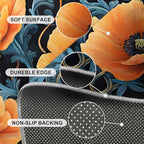2x3 Poppy Rugs for Entryway - Retro Florals Art Small Area Rugs, Rustic Flowers Art Laundry Room Carpet Non Slip Accent Throw Rug for Bathroom Kitchen Sink Front Door