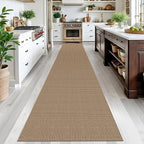 IOHOUZE Washable Exrea Long Hallway Runner Rug 2.6x16 Rubber Backed Kitchen Runner Entryway Runner Indoor, Woven Rugs Floor Carpet for Kitchen Hall Entryway Stair, Orange/Tan/Brown