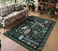Floral Boho 5x7 Area Rugs for Living Room, Botanical Black Washable Bedroom Rug Non Slip, Large Soft Indoor Throw Carpet for Entryway Kitchen Dining Room Office (Black,5 x 7)