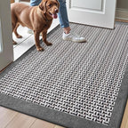 LUMI Inside Door Mat for Entry 32"x47", Absorbent, Dirt Trapper, Low Profile Thin, Non Slip Mats with Rubber Backing, Ideal for Indoor, High Traffic, Garage, Entrance, Classic Grey
