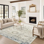 6x9 Area Rug for Living Room Washable 6x9 Non-Slip Modern Rugs for Bedroom Dinning Room Ultra-Thin Indoor Blue Ivory