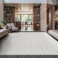 Modern Micro Loop Indoor Area Rugs for Living Room Bedroom Kitchen Geometric Striped Black-White 9x12 Luxury Durable Low and High Pile Non-Shedding Stain Resistant Soft Area Carpet 9 x 12
