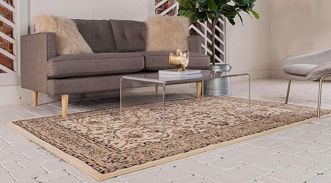 Unique Loom Sialk Hill Collection Area Rug - Washington (5' 3" x 8' Rectangle Ivory/Black)