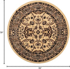 Unique Loom Sialk Hill Collection Area Rug - Washington (3' 3" Round Ivory/Black)