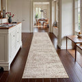 Lahome Runner Rug for Hallway 2.5x10, Washable Kitchen Runner Rugs Ultra-Thin Non Slip, Neutral Boho Print Long Farmhouse Indoor Carpet Runner for Entryway 10ft (Taupe, 2'5''x10')