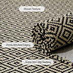 Hallway Runner Rug 2x8, Washable Kitchen Runners Non Slip, Ultra Thin Entryway Floor Mat Fit Under Door, Soft Low Pile Cotton Boho Carpet for Laundry Outdoor Bedroom
