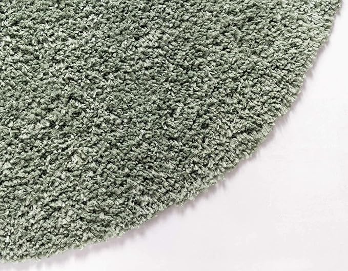 Unique Loom Davos Shag Collection Area Rug - Solid (4' 1" Round, Sage)