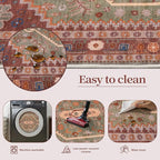 Ciicool 3x5 Area Rug,Washable Boho Rugs for Bedroom Non-Slip Indoor Rugs Large Low-Pile Mat Floor Carpet Vintage Rug for Kitchen Living Room Office Dinning Foyer Decor