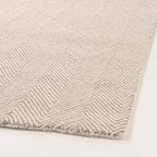 Modern Herringbone Chevron Collection Handcrafted Wool Area Rug - Durable, Zigzag Pattern, for High Traffic, Contemporary Design for Living Room, Bedroom, Dining Room Decor (Sand Beige, 2.6' x 10')