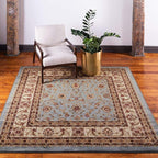 Unique Loom Voyage Collection Traditional Oriental Classic Intricate Design Area Rug (4' 0 x 4' 0 Square, Light Blue/Gold)
