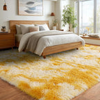 Upgrade Non-Slip Plush Rugs for Living Room, Soft Shaggy Carpets for Living Room, Fuzzy Rugs for Kids' Room, Perfect Decor for Modern Home Tie Dye Yellow 8x10Feet