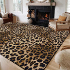 Leopard Rug 5x7 Washable Animal Print Rug Living Room Large Carpet Soft Non-Slip, Non-Shedding Brown Carpet for Office Dormitory Bedroom