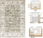 jinchan Fiora 10x12 Area Rug for Living Room - Machine Washable Vintage Floral Distressed Design Stain Resistant Carpet Low Pile Non-Slip Large Rug for Bedroom Dining Room Home Office (10‘x12', Taupe)