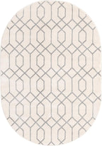 Unique Loom Glam Collection Area Rug - Trellis (4' 1" x 6' 1" Oval, White Silver/ Silver)