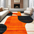 Flatwoven High Traffic Area Rug 5x7, Copper Black Orange Geometric Abstract Design, Non Slip, Stain Resistant, Washable Area Rugs for Living Room, Bedroom (Orange, 5x7)