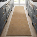 Beverly Rug Easy Jute Checkered Squared Runner Rug 2x7 Washable Durable Indoor Outdoor Area Rugs for Living Room Patio Office Stain Resistant Non Shedding Casual Indoor Outside Carpet 2 x 7 Natural