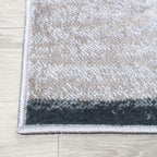 Superior Indoor Area Rug, Jute Backed, Modern Geometric Patchwork Floor Decor for Bedroom, Office, Living Room, Entryway, Hardwood Floors, Rockwood Collection, 2' x 3', Blue-Taupe