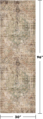 Vintage 2'6"x8' Wide Non Slip Runner Rugs for Hallway, Stain Resistant Washable Farmhouse Kitchen Rugs with Rubber Backing, Indoor Floor Mats for Entryway, Neutral Dark Medallion Abstract Décor