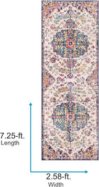 Livabliss Odelia Vintage Bohemian Runner Area Rug,2'7" x 7'3",Purple/Grey