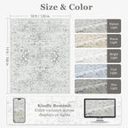 Extra Large Area Rugs 10x14 for Living Room, Farmhouse Distressed Printed Carpet Rugs for Bedroom Low Pile Thin, Non Slip Washable Neutral Boho Rug for Dining Room, Off White/Grey