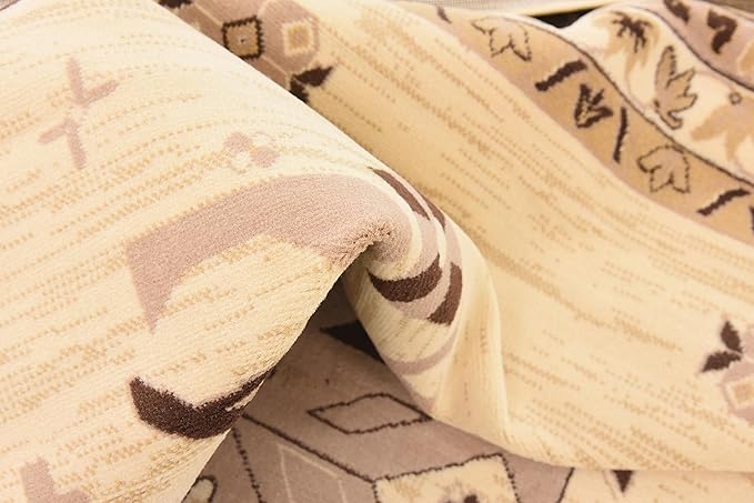 Unique Loom Taftan Collection Border Geometric Tribal Inspired Design Area Rug (8' 0 x 8' 0 Square, Ivory/ Tan)