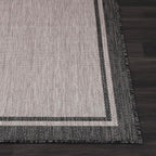 CAMILSON Indoor Outdoor Rug, 8x10 Bordered Gray Modern Area Rugs for Indoor and Outdoor Patios, Kitchen and Hallway Mats, Washable Porch Deck Outside Carpet (Bordered Grey, 8 x 10)