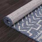 Beverly Rug Waikiki Indoor Outdoor Rug 6x9, Washable Outside Carpet for Patio, Deck, Porch, Trellis Area Rug, Water Resistant, Blue - White