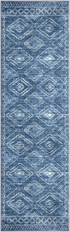 KILOCOCO Hallway Runner Rug 3x10 Runners for Hallways Washable Runner Rug Non Slip Rubber Backed Low-Pile Runners for Bedroom Kitchen Living Room Laundry Room Boho Rugs, Stonewashed Blue