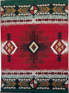 YHSF South West Native American Area Rug C318 - Easy Clean, Thick, Soft, Durable Native Tribal American Indian Inspired Rug for Bedroom/Living Room and More - Red, 5 Feet x 7 Feet