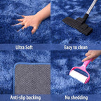Shaggy Area Rugs for Living Room, Soft Shaggy Carpets for Living Room, Upgrade Anti-Skid Fuzzy Rugs for Kids' Room, Perfect Decor for Modern Home Tie Dye Blue 8x10 Feet