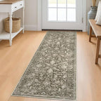 KILOCOCO Hallway Runner 2x5 Kitchen Runner Rug Printed Vintage Floral Washable Non-Slip Runners for Hallways Laundry Room Rugs Distressed Boho Rug Runners for Bedroom, Taupe/Green