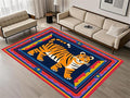 Cartoon Tiger Area Rug, 4x5ft,Tiger Theme Decorative Rug Suitable for Living Room Sofa Area, Modern Abstract Non-Slip Washable Tiger Pattern Rug Suitable for Bedroom Children's Room Decoration