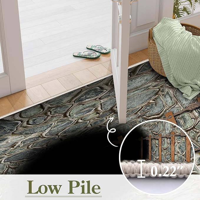 3D Deep Abyss Canyon Indoor Rug, 6x9ft, Stone Built Cave Wooden Ladder Carpet for Entryway, Durable Non-Shedding Pet Friendly Mats, Floor Decor Low Pile Easy Clean Rugs for Family