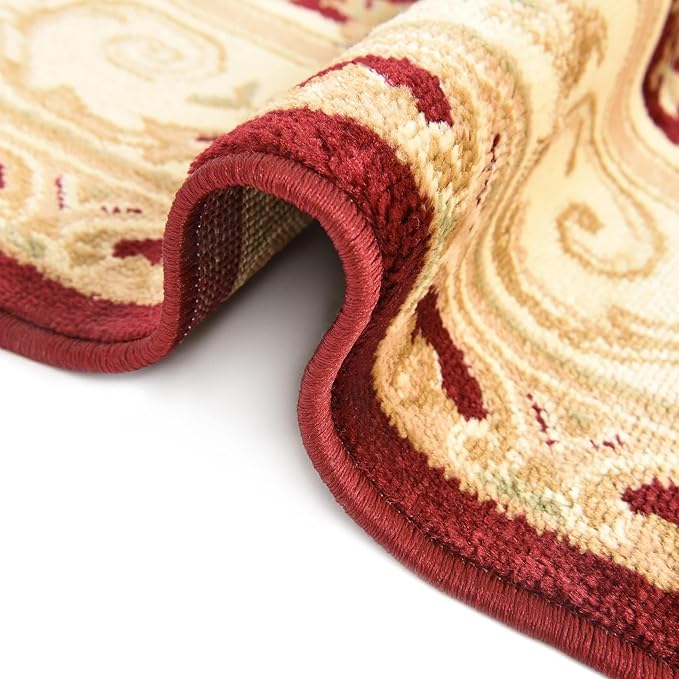 Unique Loom Versailles Collection Traditional Classic Floral Motif Area Rug (7' 11 x 10' 0 Oval, Burgundy/Ivory)