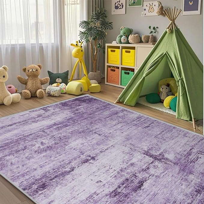 Abstract 9x12 Area Rug for Living Room Dining Room Home Office Bedroom Purple Grey