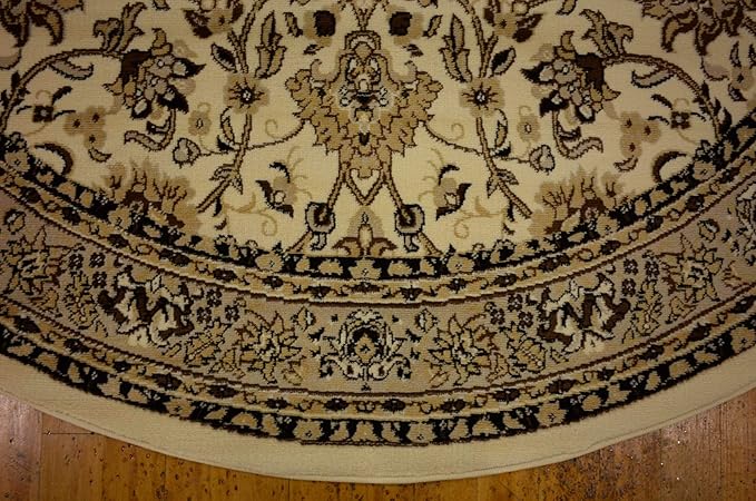 Unique Loom Sialk Hill Collection Area Rug - Washington (7' 10" Round Ivory/Black)