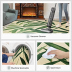 5x8 Bamboo Leaves Kids Rug - Realistic Botanical Art Dining Room Rug, Minimalist Leaves Area Rugs Indoor Modern Rugs for Bedroom Hardwood Floors Teen Room