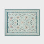 EVERGRACE Area Rugs for Living Room 9x12, Boho Floral Faux Wool Indoor Outdoor Rugs, Washable Rugs for Bedroom Dining Room Entryway Kitchen, Low Pile Floor Mat Carpet for Home Decor, Pale Blue