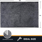 PURRUGS Easy Care Area Rug 6ft x 9ft, Non-Slip Washable Entryway Rug, Stain Resistant Accent Rug for Hallway, Living Room, Bedroom and Mudroom, Bluish Grey-Black