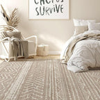 Nakagishi 9x12 Area Rug Living Room: Washable Boho Large Neutral Modern Soft Farmhouse Rugs Stain Resistant Indoor Floor Non-Slip Carpet for Bedroom Nursery Kid Playroom Office Dining Room- Dark Brown