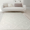 Antep Rugs Palafito 6x9 Geometric Shag Diamond High-Low Pile Textured Indoor Area Rug (White, 6'7" x 9')