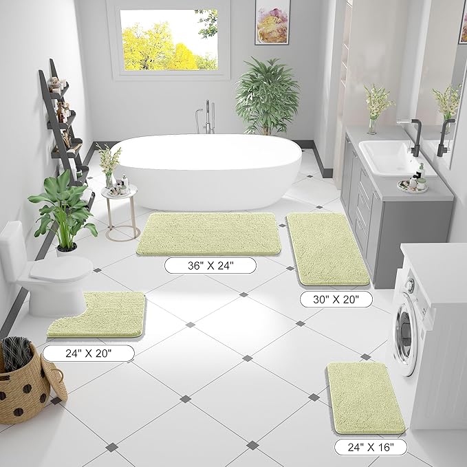 OLANLY Bathroom Rugs 30x20, Extra Soft Absorbent Chenille Bath Rugs, Rubber Backing Quick Dry, Machine Washable Bath Mats for Bathroom Floor, Tub and Shower, Home Decor Accessories, Vanilla