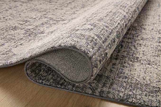 Loloi Amber Lewis Alie Collection ALE-03 Charcoal/Dove 7'-10'' x 7'-10'', .13'' Pile Height, Round Area Rug