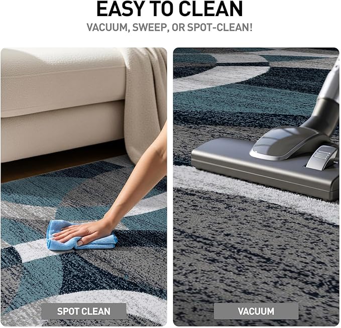 Rugshop Blue Modern Geometric Indoor Large Area Rug, Overlapping Circle Pattern, Fade Resistant, Non-Shedding, for Living Room, Dining Room and Family Room, 7'10" x 10'2"