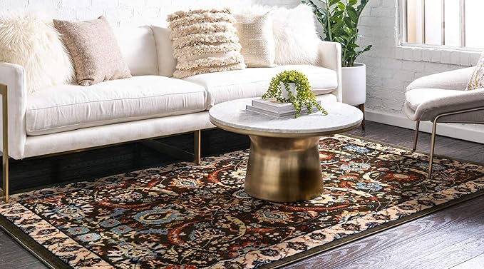 Unique Loom Espahan Collection Area Rug - Cape Cod (5' 3" x 8' Rectangle, Green/ Black)