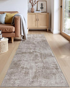 DEXI Hallway Runner Rug 3x10, Modern Abstract Non Slip Thin Soft Runners Carpet, Stain Resistant Washable Indoor Rug for Hallway Entryway Kitchen Laundry Room Living Room, Red Brown