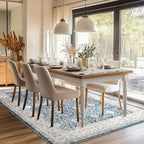 jinchan Floral 6x9 Area Rug for Living Room - Machine Washable Vintage Distressed Boho Design Throw Rug Stain Resistant Carpet Low-Pile Thin Non-Slip for Bedroom Dining Room Nursery (6‘x9', Dark Blue)