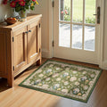 jinchan Elora 2x3 Floral Rug for Entryway Washable Kitchen Rug Vintage Romance Design Small Mat Non Slip Indoor Doormat Lightweight Low-Profile Throw Carpet for Entrance Bathroom Laundry Room, Green